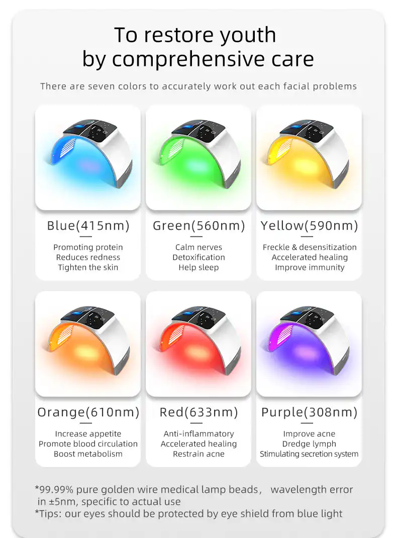 foldable led therapy machine 7colors led light differ