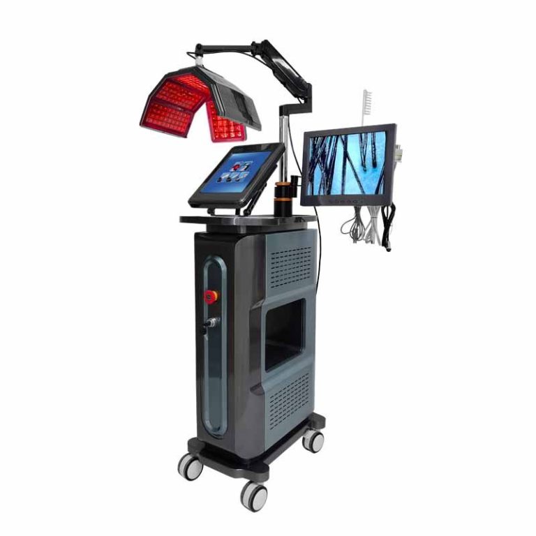 white version of the multifunctional laser hair growth machine for salon and clinic use