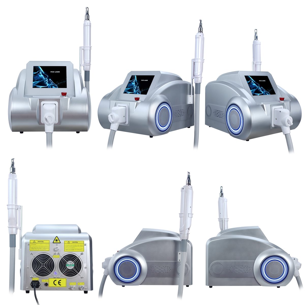 2 in 1 pico laser hair removal machine shown from all angles